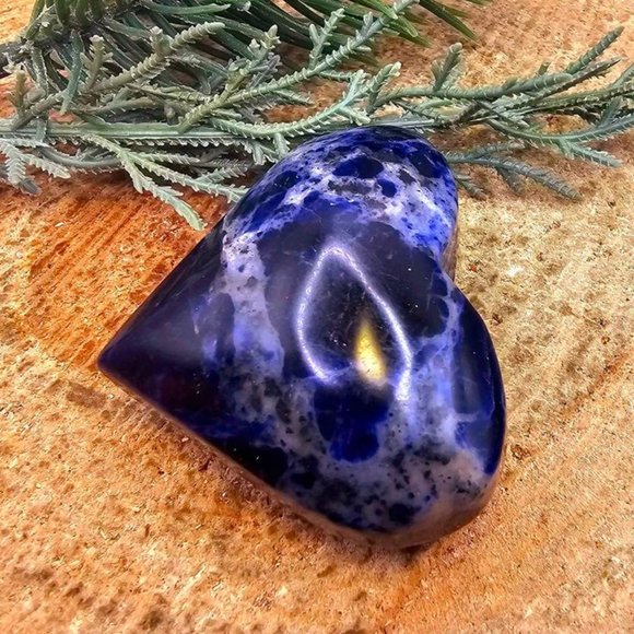 Beautiful Blue Sodalite Stone Carved 2" Heart Palm Stone - Picture 6 of 10